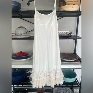 Dosa cotton White Ruffled silk Hem Slip Dress